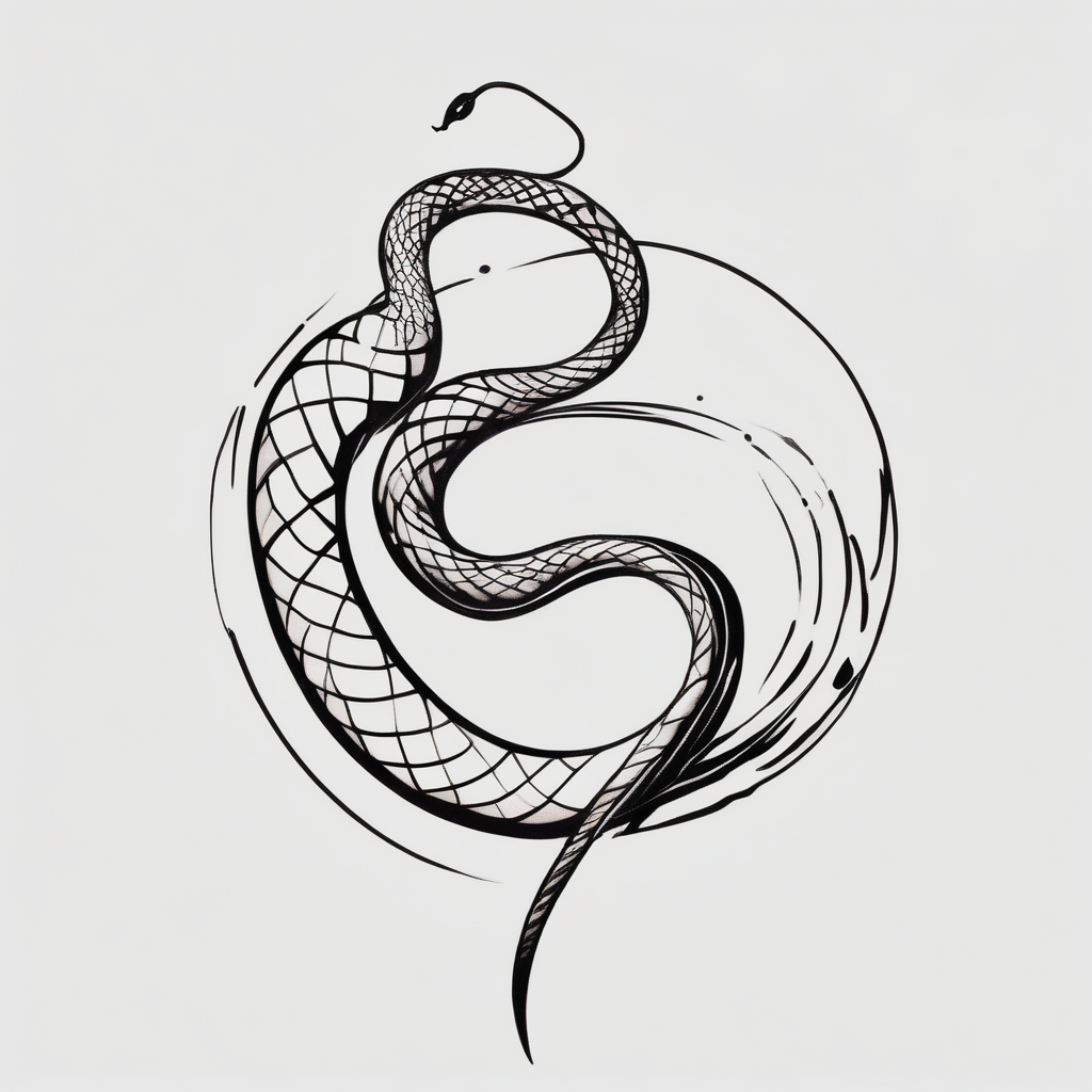 Create a simple minimalist snake tattoo that’s feminine and fine line glitter tattoo, design de tatouage Aquarelle généré par IA